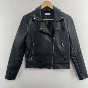 Vestique Faux Leather Jacket Biker Moto Motorcycle Zip Black Womens S